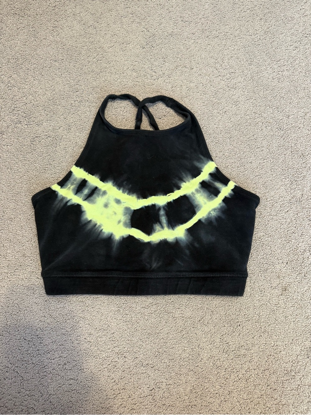Electric & Rose Grayson Bra in Black with Green Chevron Detail | Size S